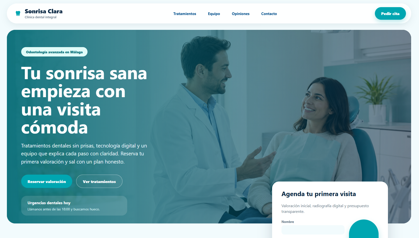 Captura de la web completa de clínica dental Sonrisa Clara